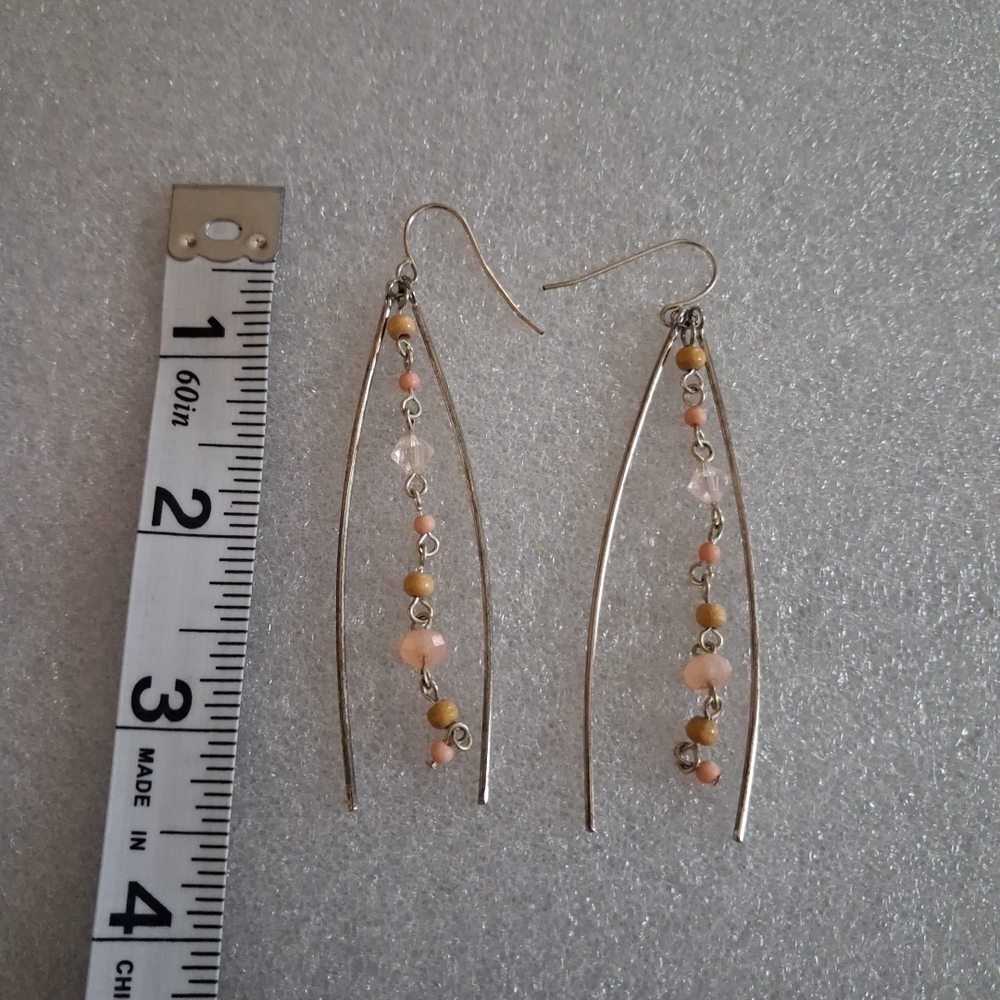 Drop Peach Beaded Earrings